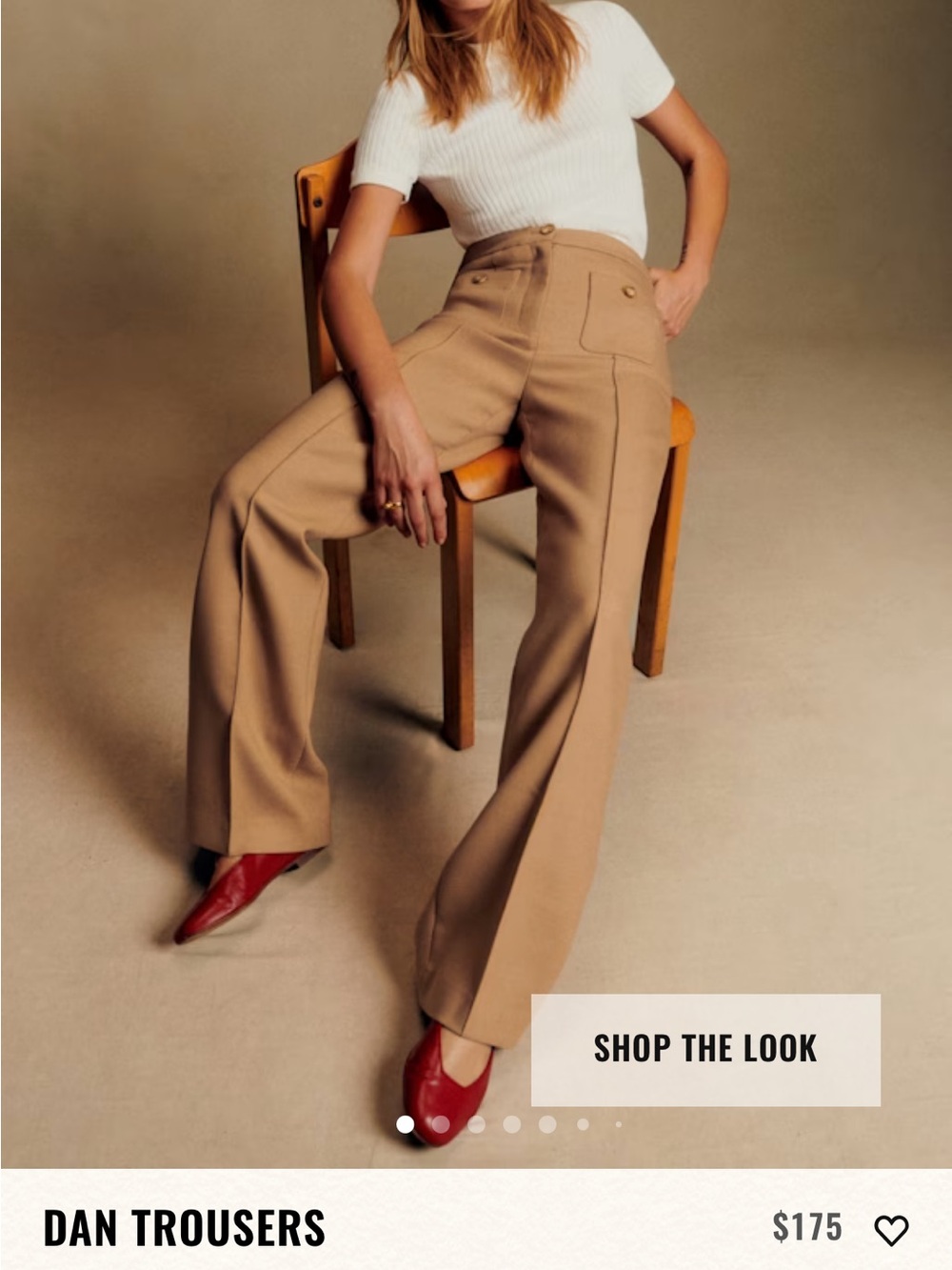 Sezane Wide-Leg Dan Trousers in Tan
